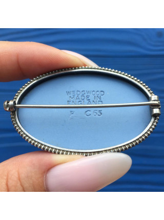 Серебряная брошь Wedgwood голубой Jasper
