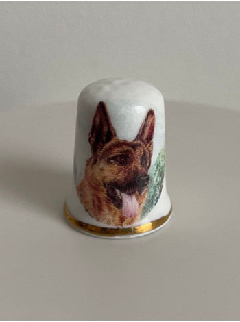 Винтажный наперсток из английского костяного фарфора Shepherd dog, Овчарка от Sheltonian