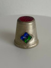 Антикварный коллекционный наперсток Art Deco Antique - латунь с посеребрением и стеклянными кристаллами