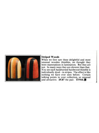 Винтажный коллекционный наперсток из дерева Striped Wood - «Полосатый» наперсток. The Thimble Guild, Июнь 1989 года