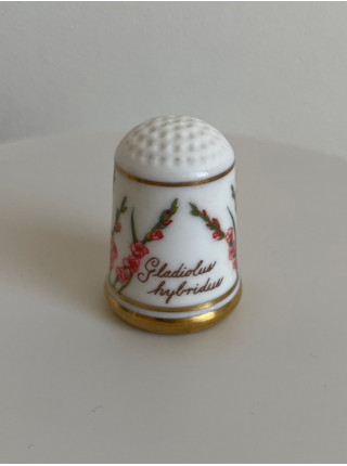 Franklin Porcelain наперсток Gladiolus hybridus, Гладиолус, винтажный, коллекционный, фарфоровый