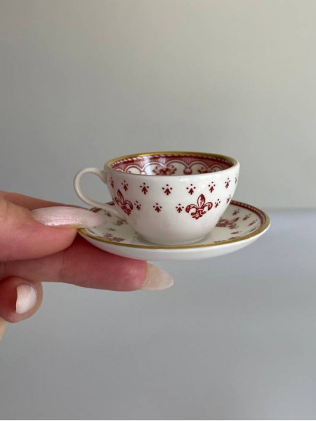 Винтажная миниатюрная чайная пара из английского костяного фарфора от Spode