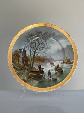 Poole Pottery тарелка Landscape in Winter, винтажная, фарфоровая, декоративная, коллекционная