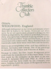 Wedgwood наперсток Otters, винтажный, коллекционный, Thimble Collectors Club