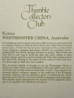 Westminster наперсток Koalas, винтажный, коллекционный, Thimble Collectors Club, в оригинальной коробочке с брошюрой