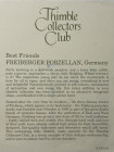 Freiberger наперсток Best Friends винтажный, коллекционный, фарфоровый, Thimble Collectors Club