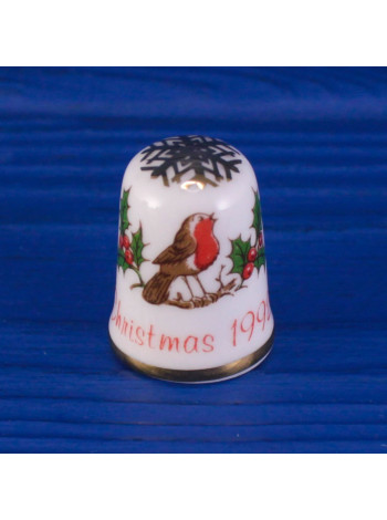 Коллекционный винтажный наперсток Christmas (Рождество) 1992, изготовленный Caverswall