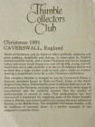 Caverswall наперсток Christmas (Рождество) 1991, винтажный, коллекционный, фарфоровый, Thimble Collectors Club