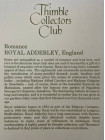 Royal Adderley наперсток Romance, винтажный, коллекционный, Thimble Collectors Club