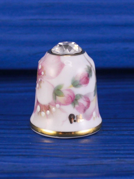 Sutherland наперсток Cherry Blossoms, винтажный, коллекционный, фарфоровый, Thimble Collectors Club