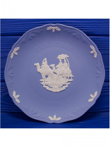 Wedgwood тарелка Christmas 1992, винтажная, коллекционная, бисквитный фарфор, джаспер