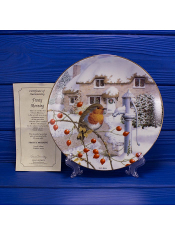 Тарелка Hammilton Collection номер 0099 с сертификатом "Frosty Morning" коллекционной серии Robins Christmas