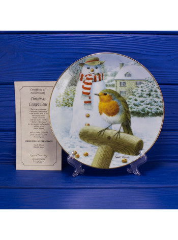 Тарелка Hammilton Collection номер 0019 с сертификатом "Christmas Companions" коллекционной серии Robins Christmas