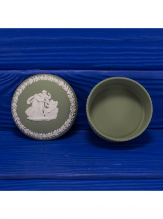 Wedgwood шкатулка круглая, винтажная, коллекционная, джаспер, бисквитный фарфор