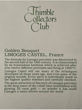 Limoges наперсток Golden Bouquet, винтажный, коллекционный, фарфоровый, Thimble Collectors Club