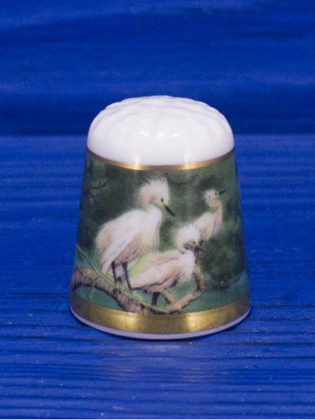 NG Oficina de Porcelanas наперсток Egrets, винтажный, коллекционный, Thimble Collectors Club