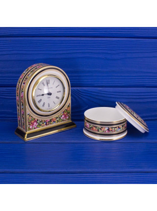 Wedgwood комплект для дамского столика Clio, часы и шкатулка, винтажный, фарфоровый