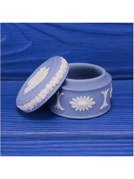 Wedgwood шкатулка для украшений и мелочей, винтажная, бисквитный фарфор, таблетница, круглая