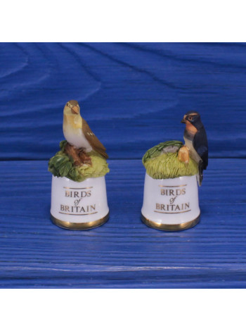 Пара наперстков Chiffchaff и Swallow с объемными фигурками птиц в оригинальной коробочке из коллекционной серии BIRDS of BRITAIN от Sutherland