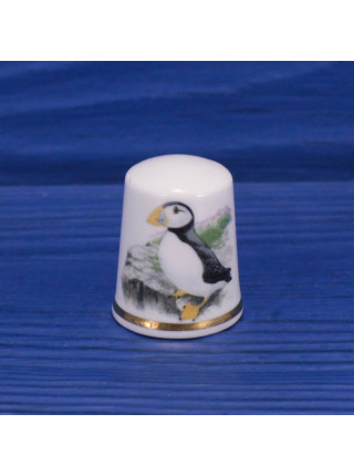 Коллекционный винтажный наперсток Puffin с изображением птицы тупик от Glyn-Coch специально для Thimble Collectors Club. Уэльс, 1990-й год