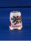 Caverswall наперсток Christmas (Рождество) 1993, винтажный, коллекционный, фарфоровый, Thimble Collectors Club