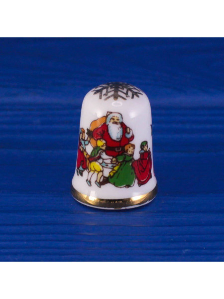 Caverswall наперсток Christmas (Рождество) 1993, винтажный, коллекционный, фарфоровый, Thimble Collectors Club