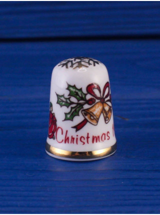 Caverswall наперсток Christmas (Рождество) 1993, винтажный, коллекционный, фарфоровый, Thimble Collectors Club