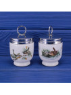 Пара винтажных кодлеров дизайна Birds с изображением птиц на одно яйцо от Royal Worcester (Ободок из винила)