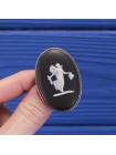 Редкая серебряная винтажная брошь в оригинальной коробочке Wedgwood чёрный Jasper