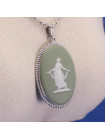 Редкая серебряная винтажная подвеска от Wedgwood зелёный Jasper