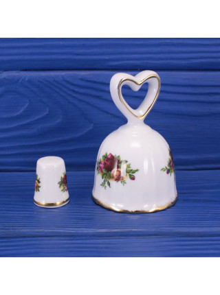 Royal Albert колокольчик и наперсток Old Country Roses, винтажные, фарфоровые