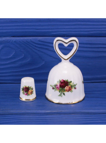 Royal Albert колокольчик и наперсток Old Country Roses, винтажные, фарфоровые