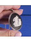 Редкая серебряная винтажная подвеска от Wedgwood 1967 год чёрный Jasper