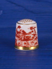Royal Crown Derby наперсток Red Aves, винтажный, коллекционный, фарфоровый, Thimble Collectors Club, в оригинальной коробочке