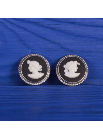 Винтажные клипсы редкого дизайна от Wedgwood чёрный Jasper