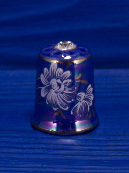 Коллекционный винтажный наперсток Floral Lustre от Rockingham Pottery, Thimble Collectors Club