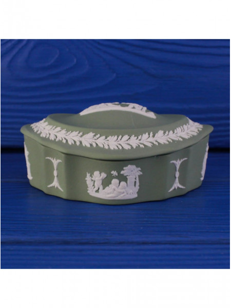 Wedgwood шкатулка овальная, винтажная, коллекционная, джаспер, бисквитный фарфор