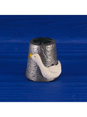 Коллекционный наперсток из пьютера The Goose and The Golden Eggs с подвижной фигуркой гуся, подняв которую вы увидите золотое яйцо, от Warwick Models