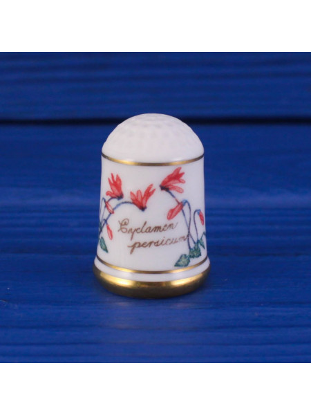 Наперсток Cyclamen серии The Flowers of Holland (Цветы Голландии) от Franklin Porcelain. Декорирован золотом 24К.