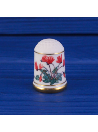 Наперсток Cyclamen серии The Flowers of Holland (Цветы Голландии) от Franklin Porcelain. Декорирован золотом 24К.