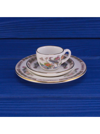 Редкое винтажное миниатюрное трио дизайна Kutani Crane от Wedgwood