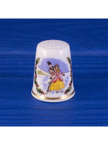 Royal Worcester наперсток Christmas 1982, коллекционный, винтажный, фарфоровый