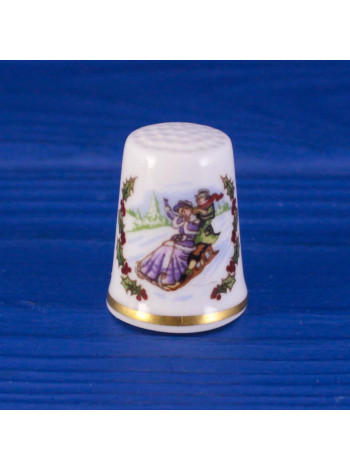 Royal Worcester наперсток Christmas 1983, коллекционный, винтажный, фарфоровый