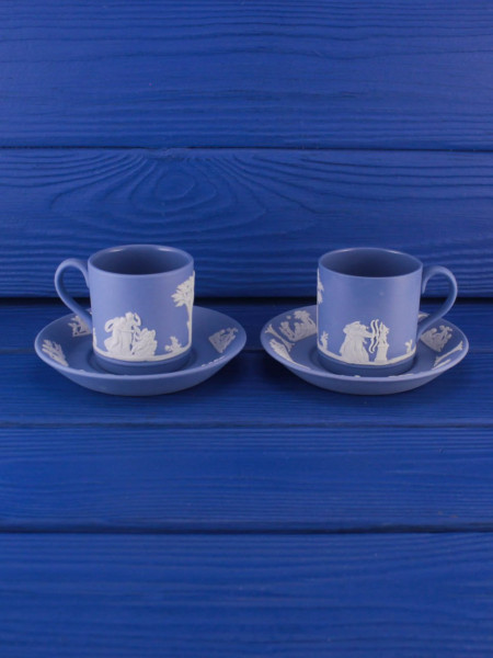 Wedgwood кофейные пары, чашки для кофе, винтажные, бисквитный фарфор, джаспер, 1963 год