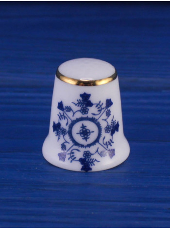 Винтажный коллекционный наперсток Blue Floral, изготовленный Bordeaux специально для Thimble Collectors Club. В оригинальной коробочке. Франция, 1998 год