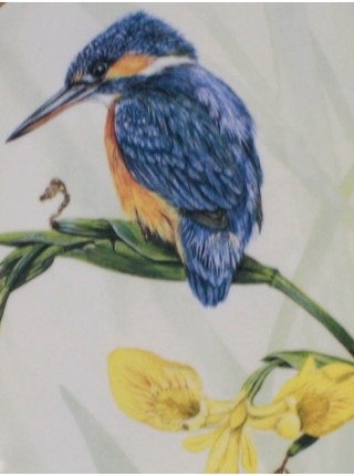 Royal Worcester тарелка Kingfisher and Iris коллекционная, Зимородок и Ирисы, винтажная, декоративная, английский костяной фарфор