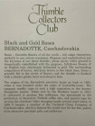 Bernadotte наперсток Black and Gold Roses, винтажный, коллекционный, фарфоровый, Thimble Collectors Club