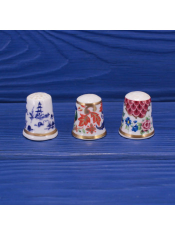 Трио коллекционных наперстков от Royal Worcester - Cannon Ball, Phoenix Border, Pink Scale
