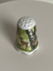 Коллекционный винтажный наперсток Fallow Deer, изготовленный Sophienthal Porzellan для Thimble Collectors Club. Германия, 1990-й год, в оригинальной коробочке