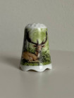 Коллекционный винтажный наперсток Fallow Deer, изготовленный Sophienthal Porzellan для Thimble Collectors Club. Германия, 1990-й год, в оригинальной коробочке